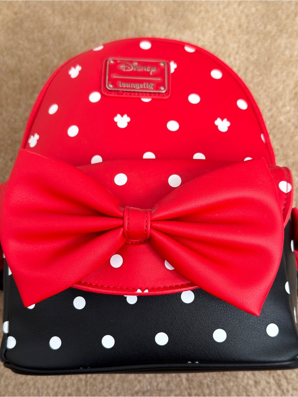 Disney Loungefly Minnie Mouse Red & Black Polka Dot Mini Backpack with Bow